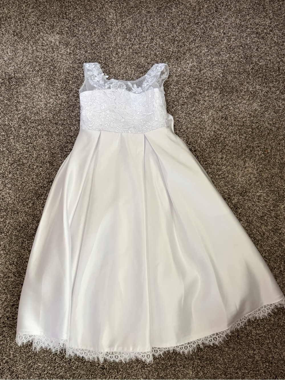 JJs House White Lace Bodice Flower Girl Dress